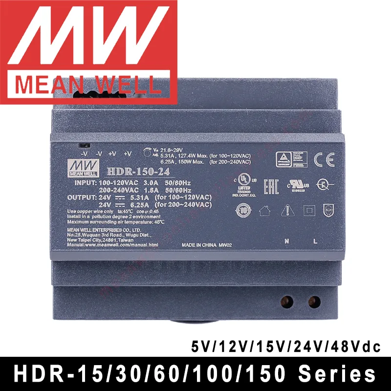 Original Mean Well HDR-60-12 DC 12V 4.5A 54W Meanwell Ultra Slim Step Shape Din Rail Power Supply