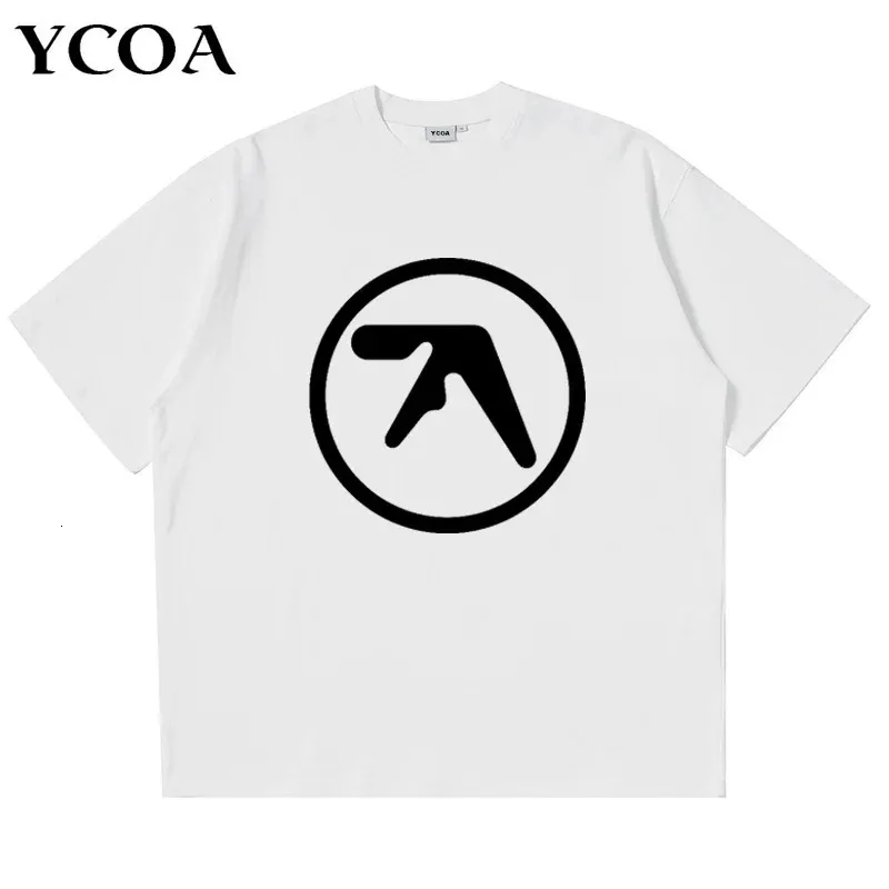 남자 티셔츠 Aphex 트윈 셔츠 100%면 인쇄 대형 Y2K 스트리트웨어 티 짧은 소매 꼭대기 한국 패션 미적 의류 240410