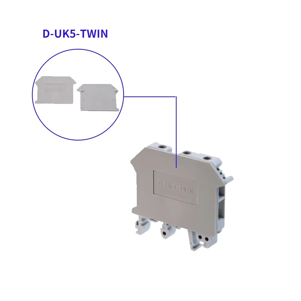 D-UK5-Twin för UK5-Twin Terminal Block Accessoarer End Cover Plate Din Rail Terminal Blocks 10st