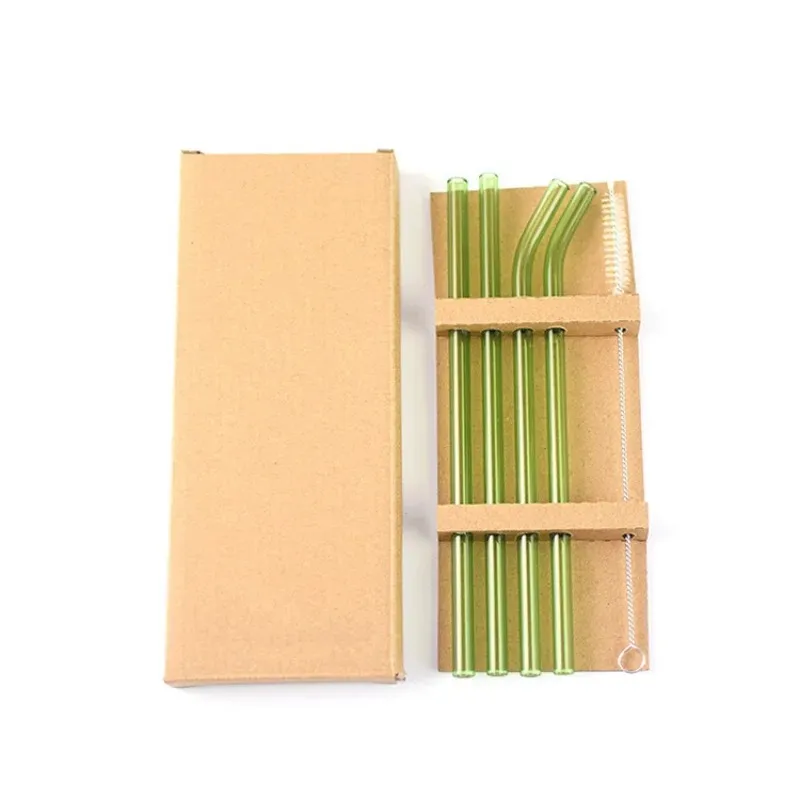 2024 Reusable Glass Straws Smoothie Drinking Straw for Milkshakes Drinks Environmentally Friendly Drinkware Straws Set Glass Straws for