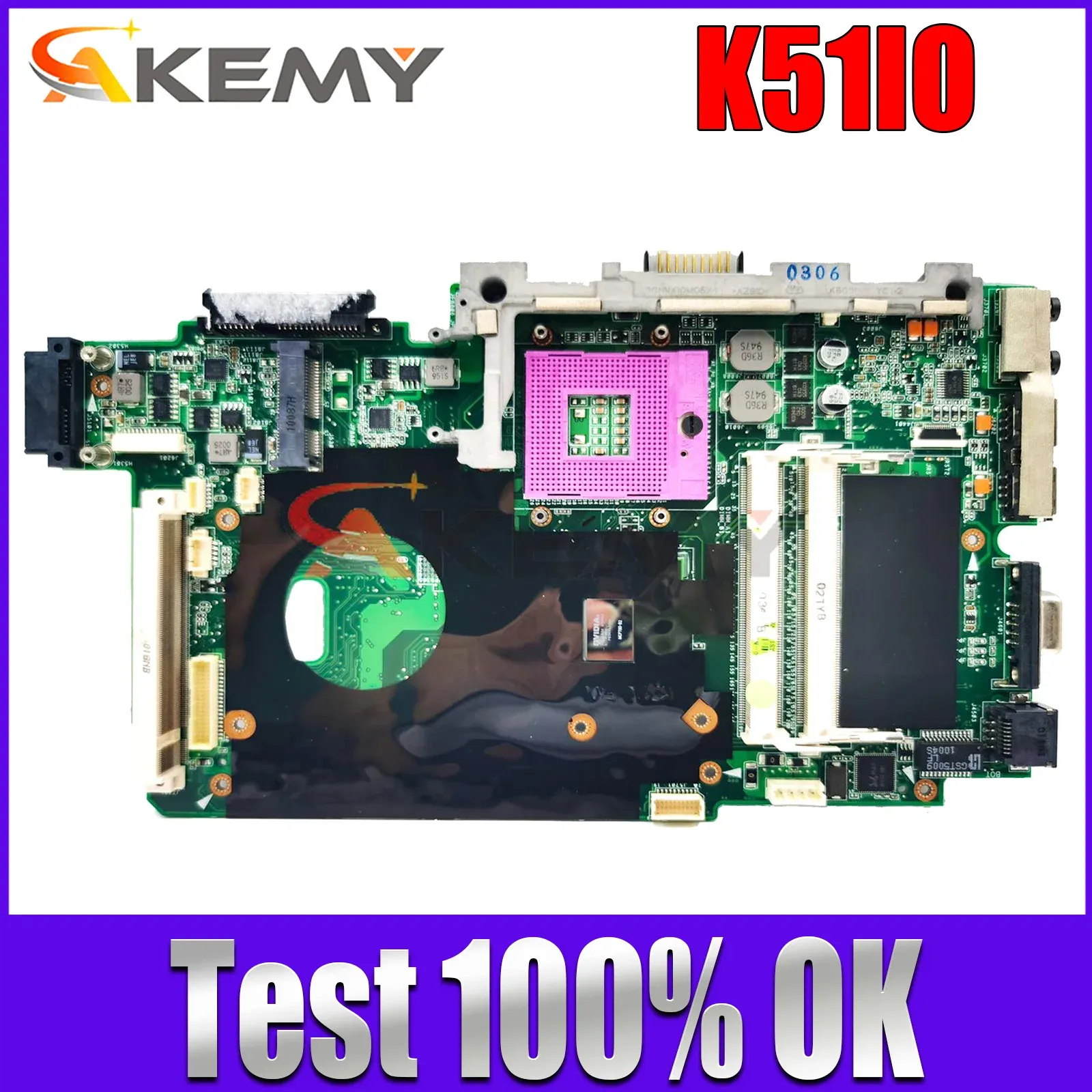 Motherboard For ASUS K50IO K61C K70IO X66IC K70IO K61IC K51IO Laptop Motherboard Mainboard K51IO REV:2.1 100% testing ok