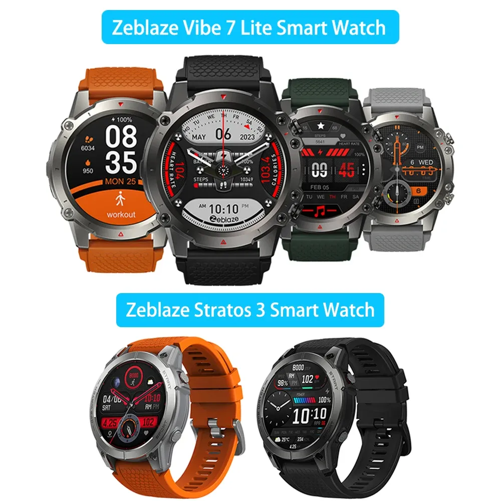 Watches Zeblaze Stratos 3/Zeblaze Vibe 7 Lite Bluetooth Smartwatch 1.47'' IPS Display Voice Call 100+ Sport Modes Health Monitor Watch
