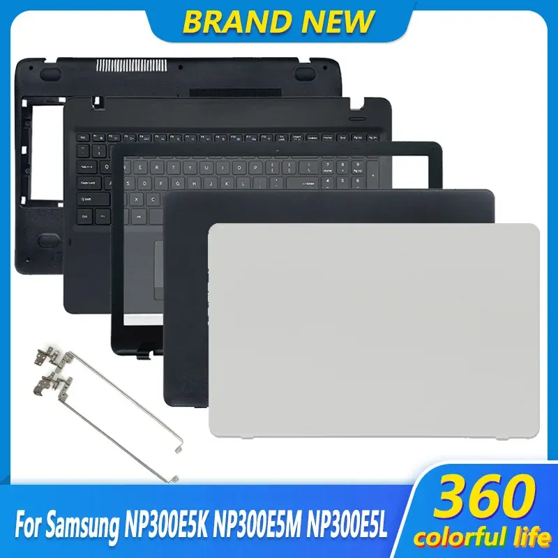 Przypadki Nowe dla Samsung NP300E5K NP300E5M NP3500EM NP300E5L Laptop LCD Tylna pokrywa/przednia ramka/zawiasy Okładka/Klawiatura klawiatury Palmrest/Bottom