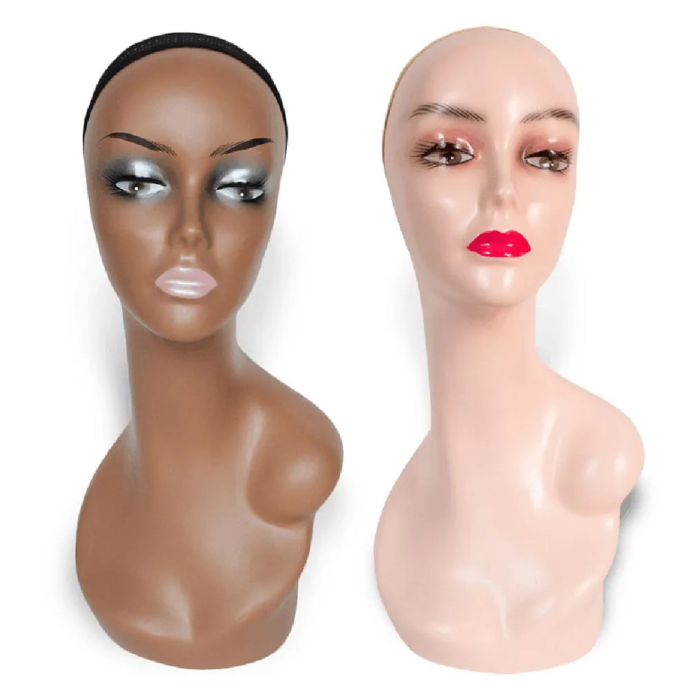 Plus Größe 45 cm weibliches Kopfmodell Manikin Schaufensterpin Perücke Schalglasse Hut Cap Display Ständer Frauen Schaufensterpuppen Kopfschaum Kunststoff Kunststoff