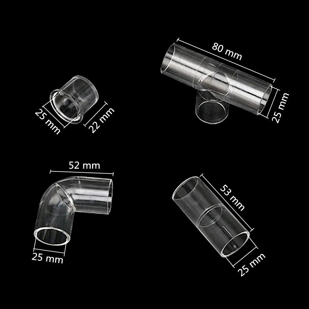 ID20/25mm acrylic connector three-way straight elbow coupling adapter end cover fish tank aquarium pipe fittings 