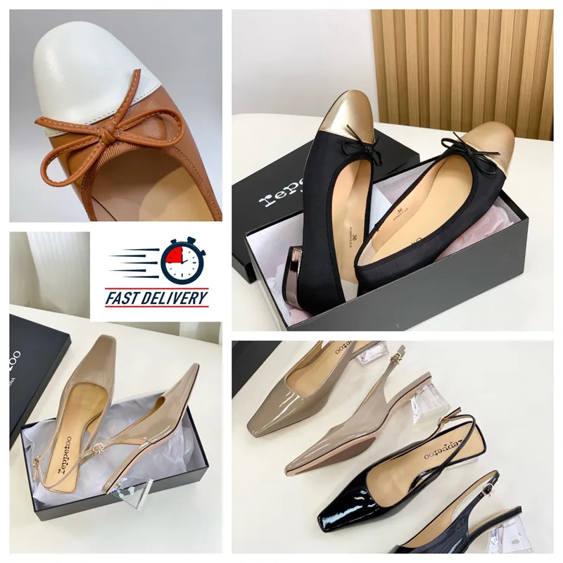 2024 Repetto met Dox Top Kwaliteit Designer Sandalen Luxury Slippers Dames Heel Bowknot Dancing Soft Gai Platform Slip-on maat 35-39