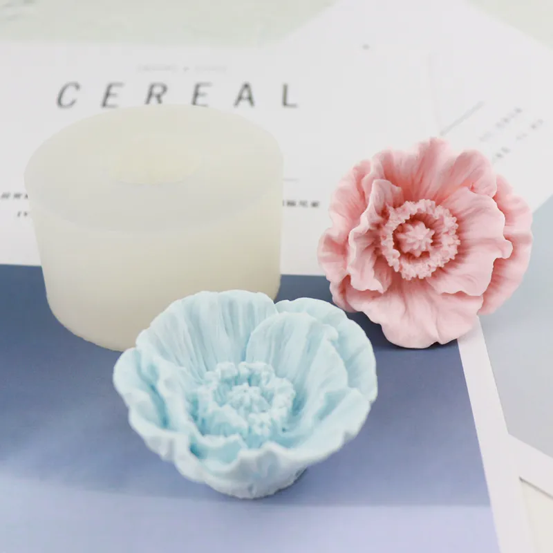 3d çiçek silikon sabun kalıpları mum kalıplar 5.8cm Peonies kil kalıp kek dekorasyon silikon jello şeker çikolata fondan kalıp