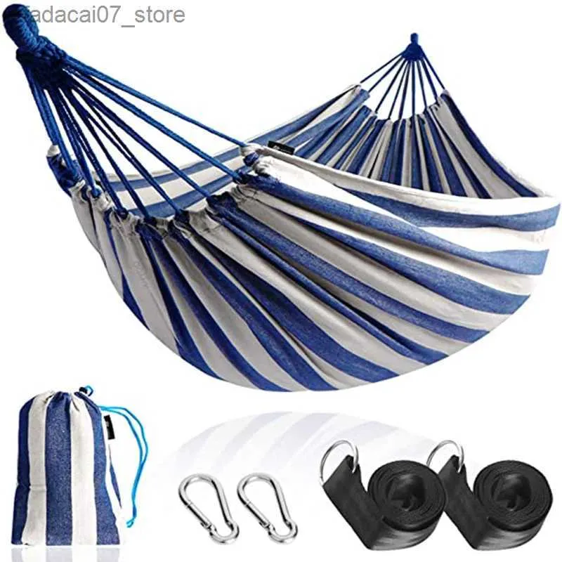 Hammocks Hooru Camping Hammock Portable Comfortable Garden Hammock Double Hammock for Outdoor Bedroom Travel Beach Swinging BedQ