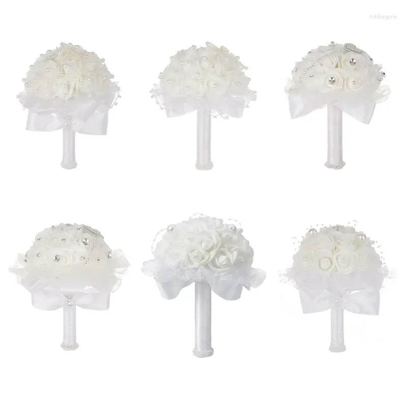 Fleurs décoratives Bouquets de fleurs artificielles Ribbon Ribbon Ornements pour mariage