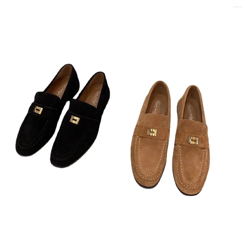 Casual Shoes Retro Gold Metal Decoration Luxury Design Women's British Style Slip-On Moccasins Loafers Fashion Ladies Flats