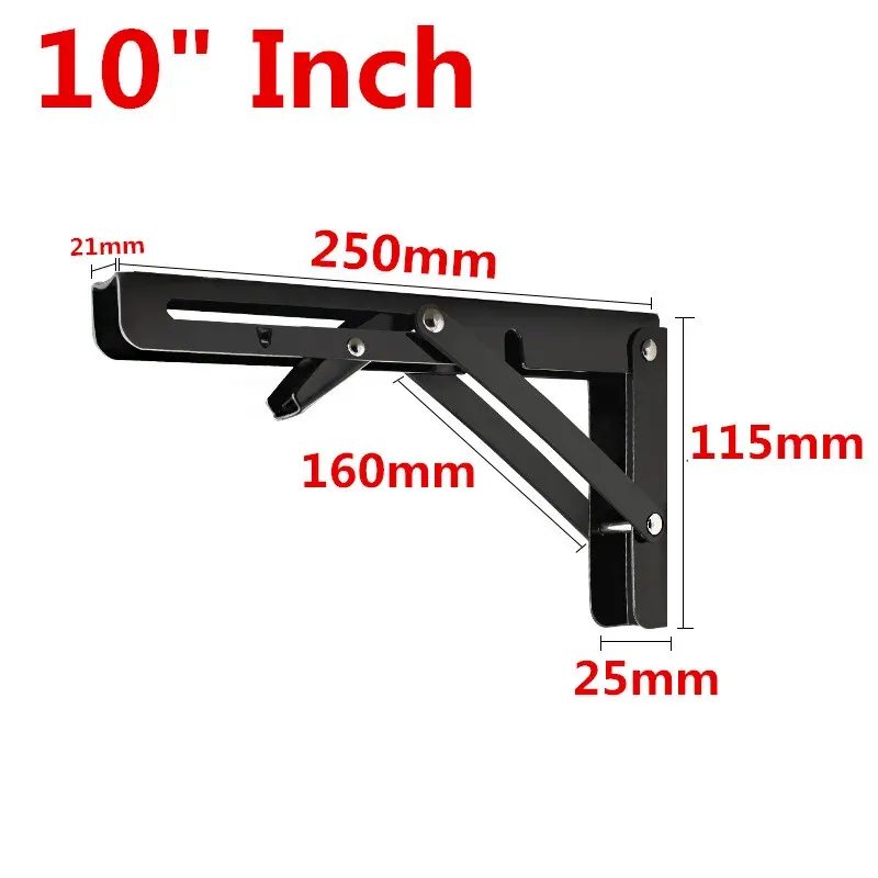 2 piezas de muebles negros triángulo esparcimiento de ángulo plegable soporte de mesa de banco montada en la pared ajustable soporte