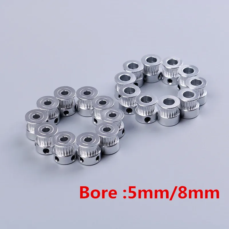 10pcs 5mm 8mm GT2 Aluminum Timing Pulley For Gt2 Synchronous Belt Timing Pulley 20 Teeth Or Grooves 2gt Belt