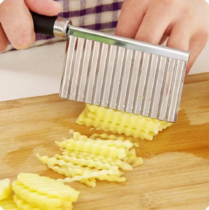 French Fry Fruit Tool Cutters Potato Dough Waves Crinkle Cutter Slicer Cut Slicers Kitchen Vegetable Carrot Chip Blade