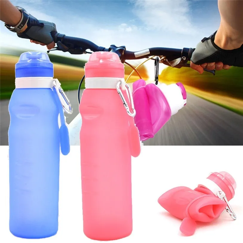 600 ml bouteille d'eau pliable portable en silicone bouteille de boisson extérieure bouteilles d'eau voyageur drinkware Botella de agua