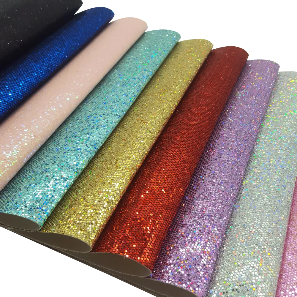 22*30cm Colorful Glitter Fabric A4 Faux Leather Sheets Handmade Bags Shoe Materials DIY Hairbow Accessories Synthetic Leather