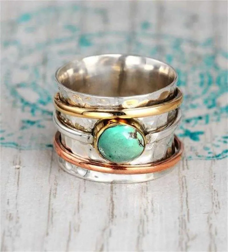 Anéis de pedra natural boêmia para homens homens vintage turqueises Fotion Fashion Party Wedding Jewelry Acessórios2868529