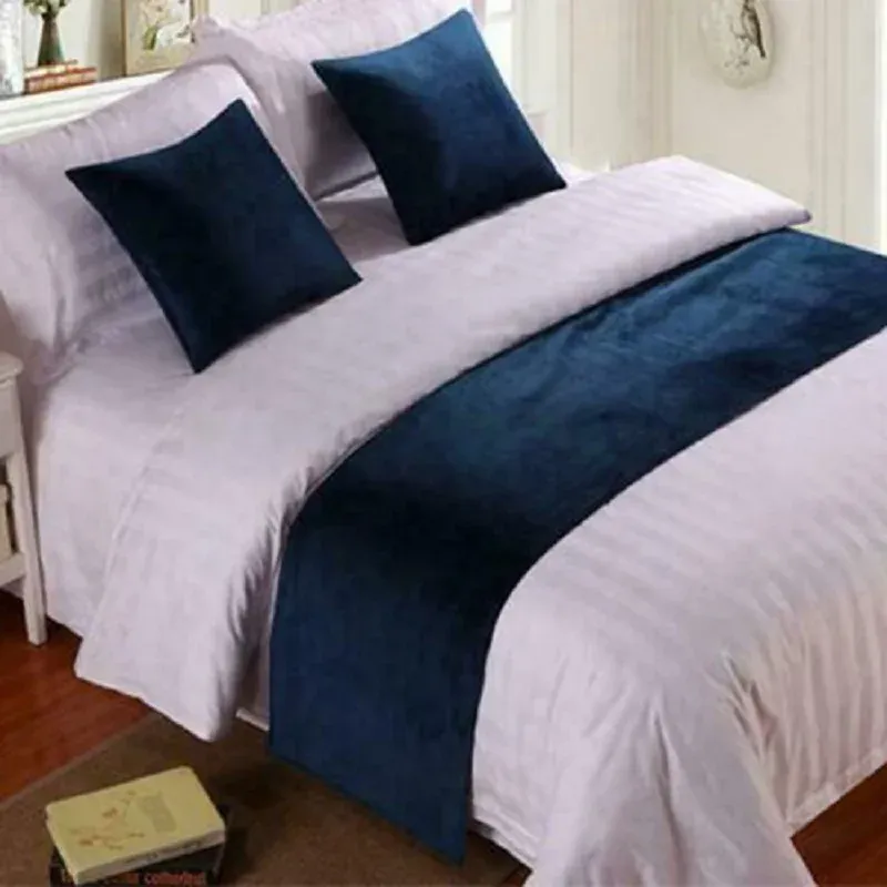 Luxury Solid Velvet Bed Runner Scarf Protector Slipcover Bed Decorative Scarf for Bedroom Hotel Wedding Room