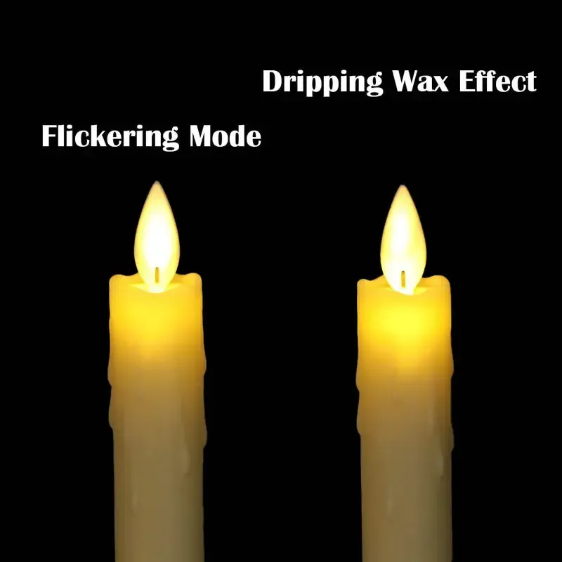 10pcs Swinging Dipped Wax Moving Wick Dancing Flame Led Taper stick candle lamp Home Wedding Xmas Bar party Church Decor 25CM(H)