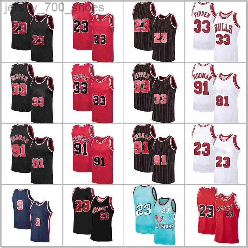 Scottie 33 Pippen Jerseys 23 Retro Chicagos Jerseys MJ Dennis 91 Rodman North Carolina State University Mesh Basketball Jersey