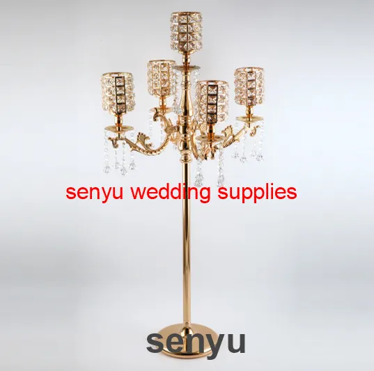 طاولة جديدة طاولة مركزية Crystal Wedding Candelabra مع زهرة وعاء 8 ذراع حامل شمعة و Vase Senyu00033