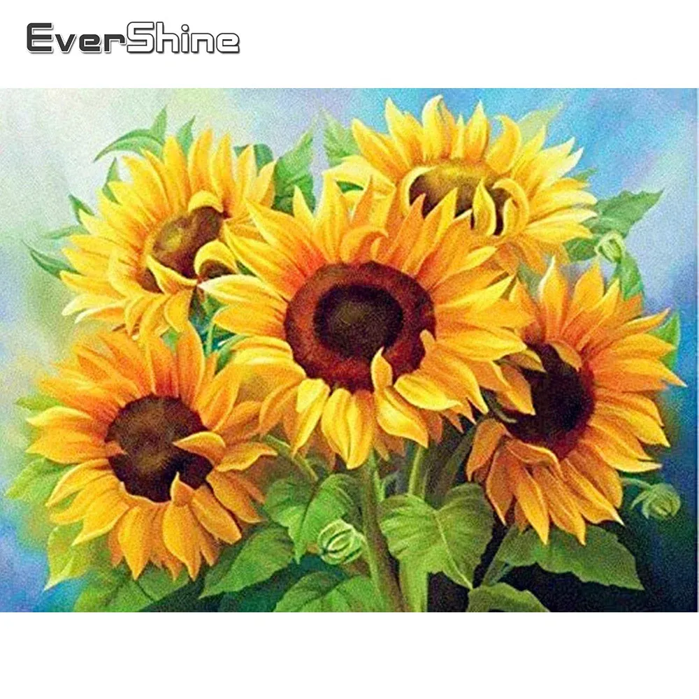 EVERSHINE Diamond Painting Flower Rhinestone Immagine piena a mosaico quadrato ricamo di girasole per girasole per girasole hobby fatto a mano