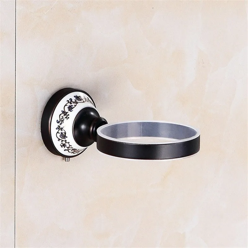 Porta igienica a parete montata a parete montata per la spazzola igienica in ceramica tazza di ceramica a base di spazzola nera hardware da bagno