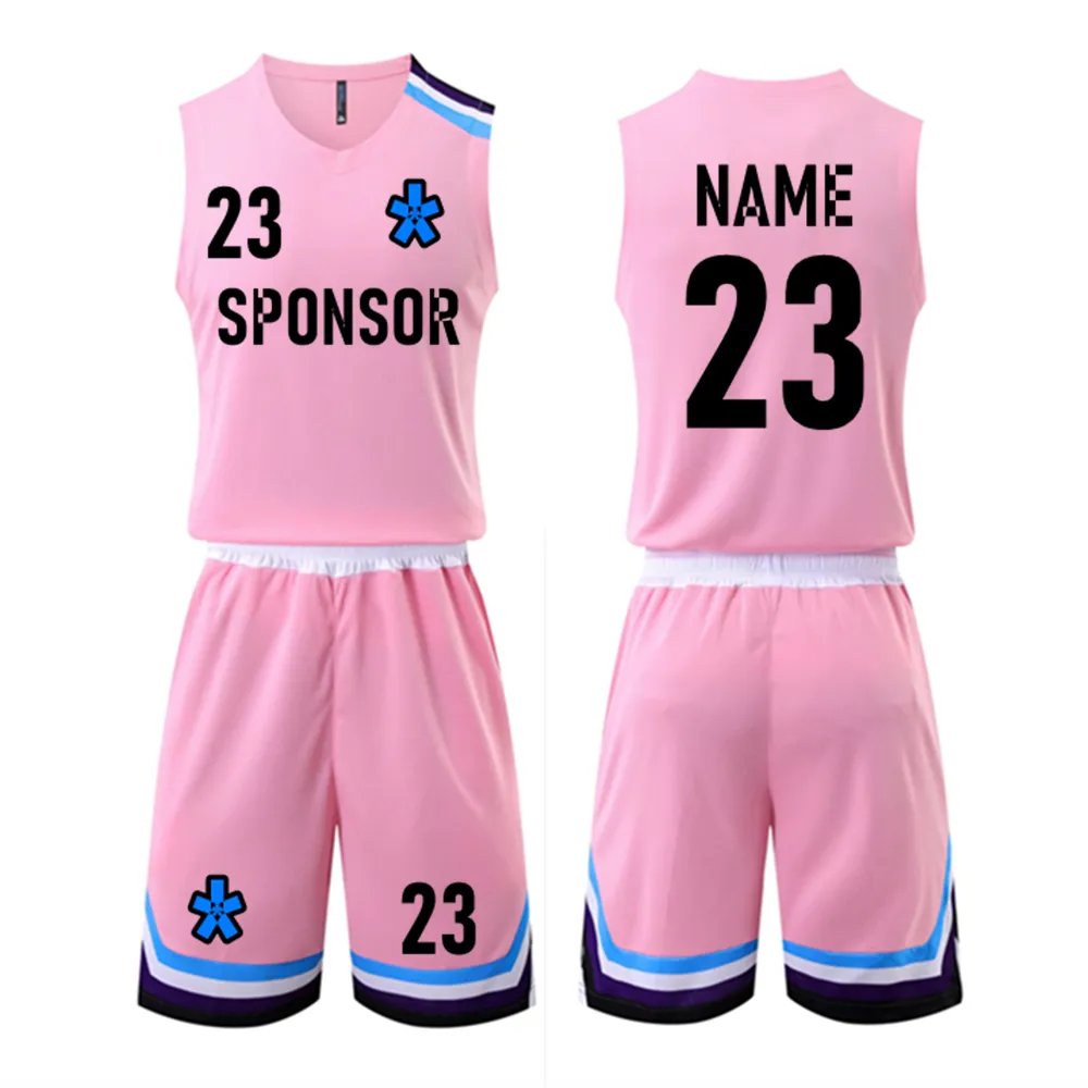 Erwachsene Basketball Trikot Set Frauen Männer Basketball Uniform Training Anzug V-Ausschnitt Basketball-Hemd Doppelpockt Shorts Sportswear