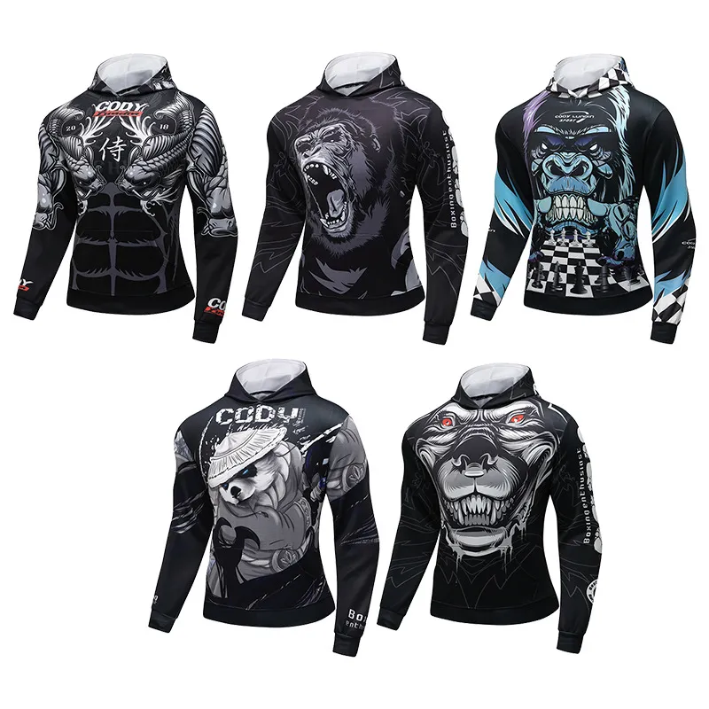 BJJ Rashguard for Men T-Shirt Herren Jiu Jitsu T Shirts Mma Muay Thai Hoodie Gym Rash Guard Boxing Cloting Rickboxe Boxe Tops