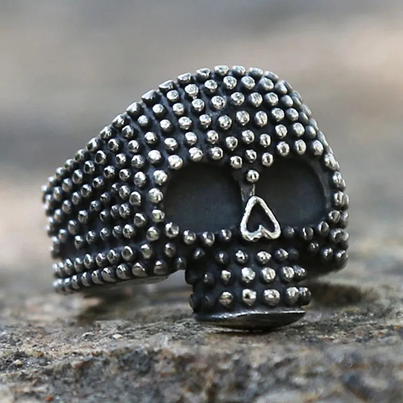 Anello di teschio bump nero 14k anello motociclista oro anello cranio gotico uomo donna punk rock gioielli migliori regalo per amico