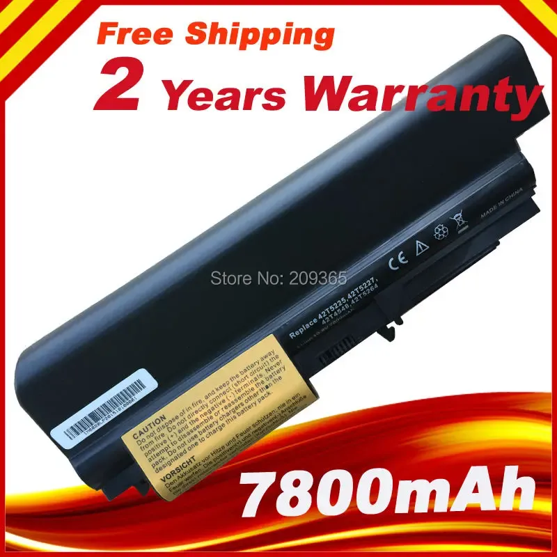 Batterijen 6600 mAh 9 Cellen Laptopbatterij voor Lenovo ThinkPad R400 T400 R61 T61 R61P T61U Laptop Batterij 42T5264 42T5265