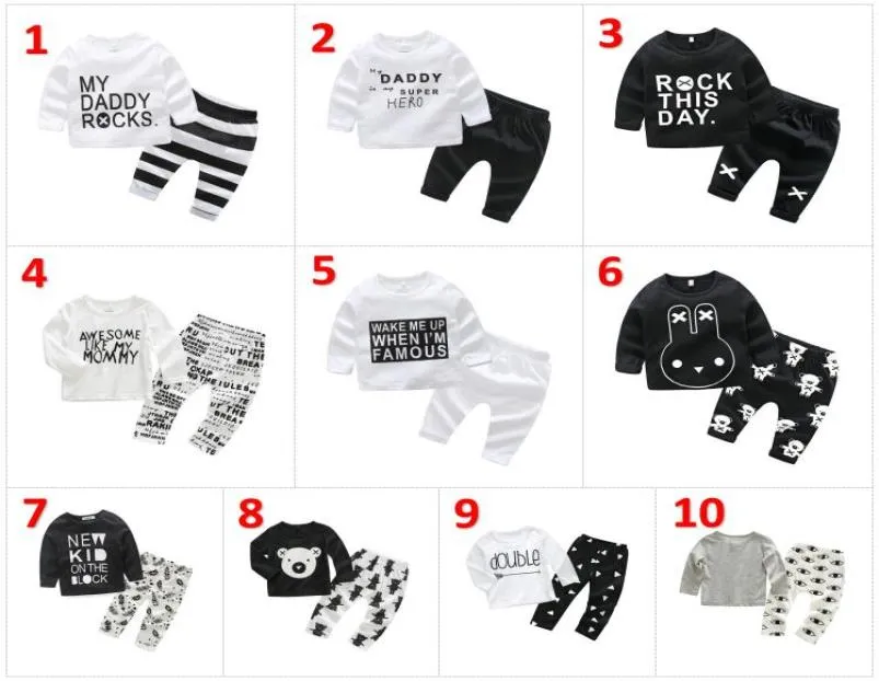 Ins Baby Boys Ubrania List Ostra Dzieci Drukuj na najwyższym poziomie Lopard Bear Pants 2pcsset 2018 Autumn Boutique Ubranie dla dzieci SET2367978