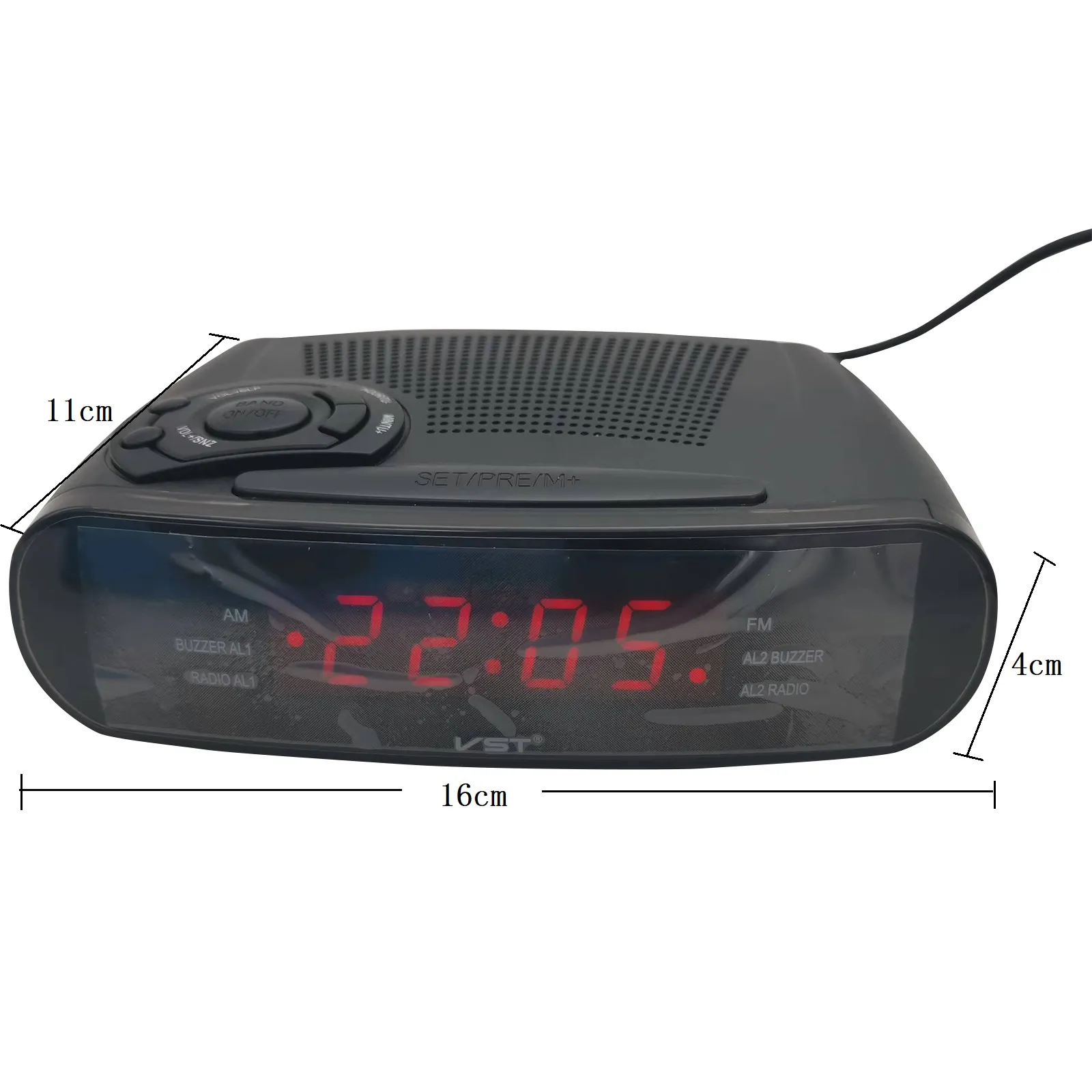 AM/FMデジタルLEDディスプレイ付きの目覚まし時計ラジオ、スヌーズ、バッテリーバックアップ機能