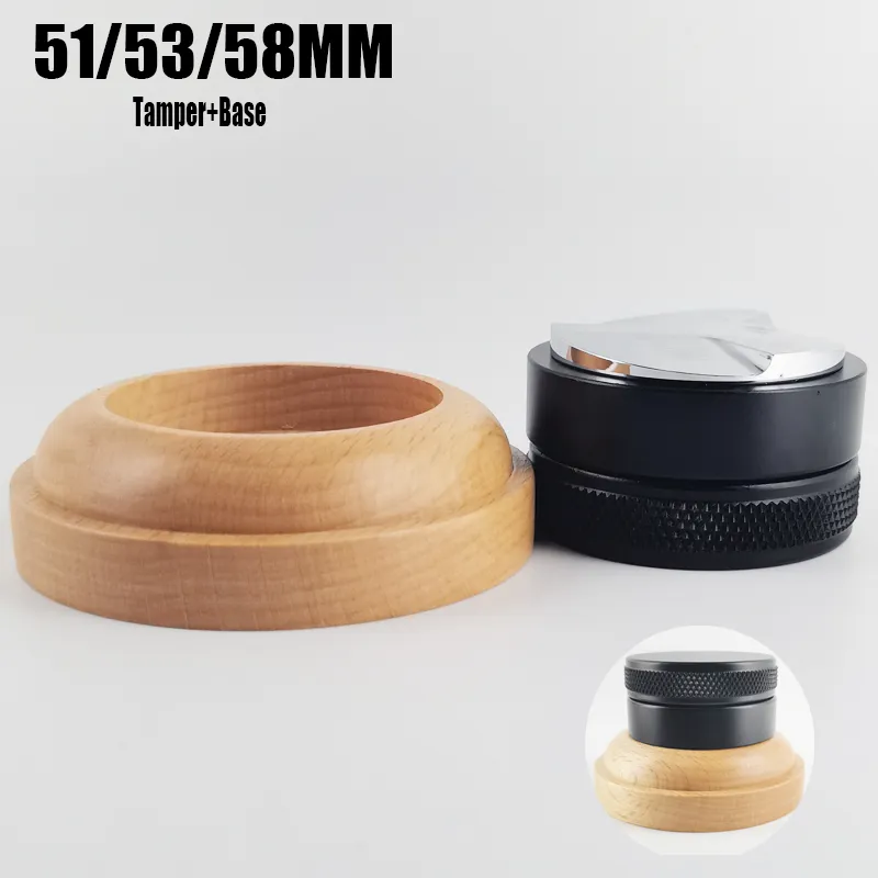 51 mm/53 mm/58 mm verstelbare koffiebasisbasis 3 hoek koffiedistributeur met antislipgreep houten basis