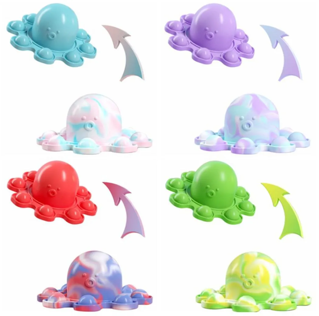 Octopus Flip Doll Squishy Double Sided Push Bubble Toys Toy Antistress Mini Sensory for Adult1055632