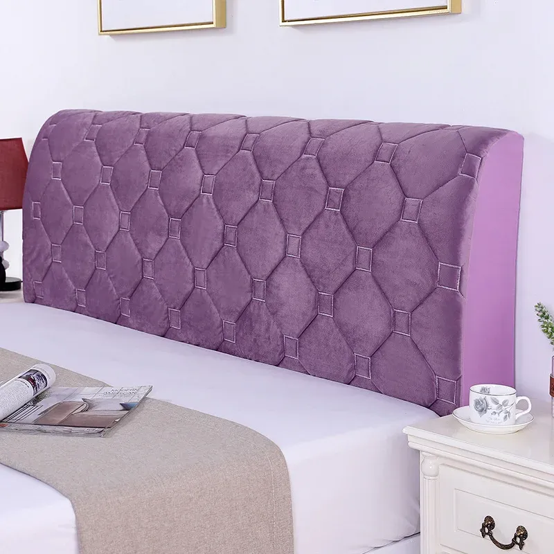 High quality plaid headboard covers elastic ultra comfy backrest bed cover home all-inclusive dust protector quilted bedspread