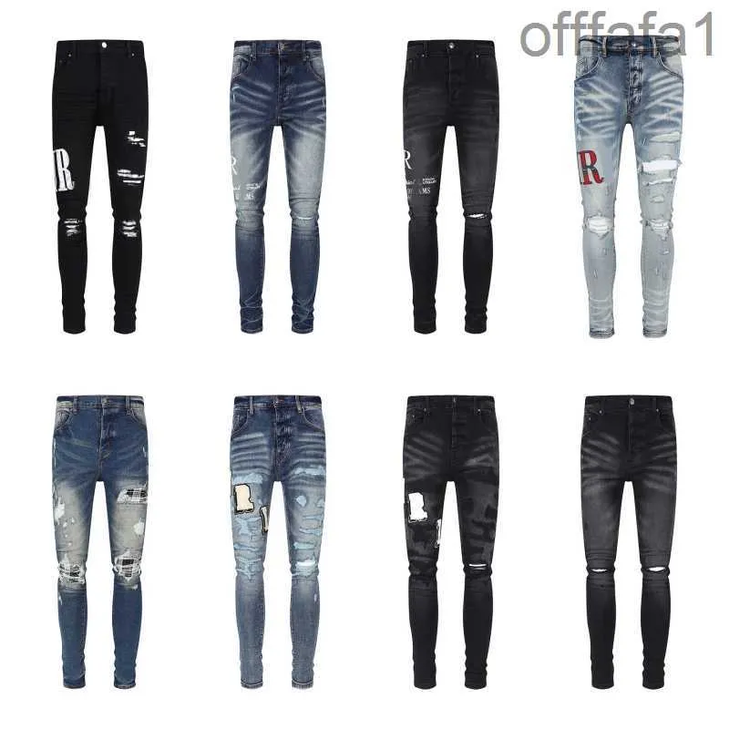 Designer stack jeans jeans european jean jeans ricamare trapunte strappato per marchio di tendenza pantalone da uomo vintage pieghe