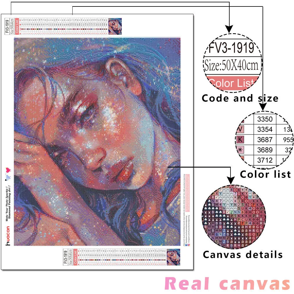 DIY 5D Diamond Painting Kit - Elegant Woman Portrait, Full Square Drill ...