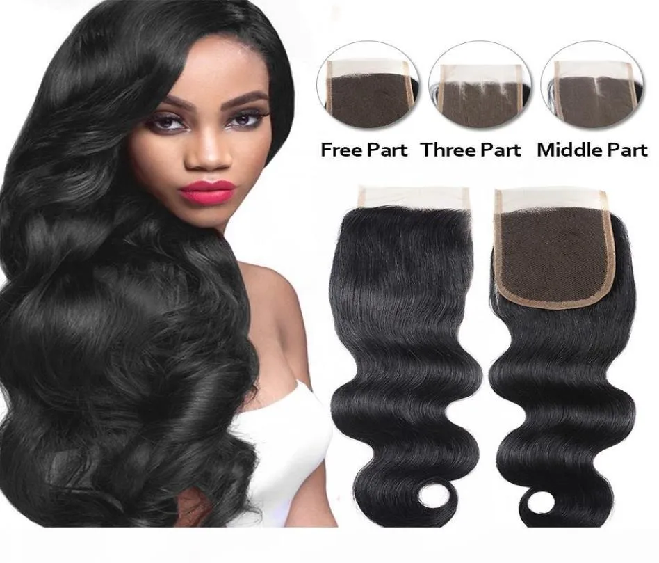 Brésilien Body Wave Virgin Human Hair 4x4 Lace Fermeure Full Density Body Wave Couleur naturelle Extension des cheveux entiers Vir6603644