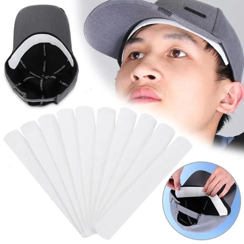 10pcs Chapeau jetable Anti Sweat Pads invisible Anti-Dirty Baseball Cap