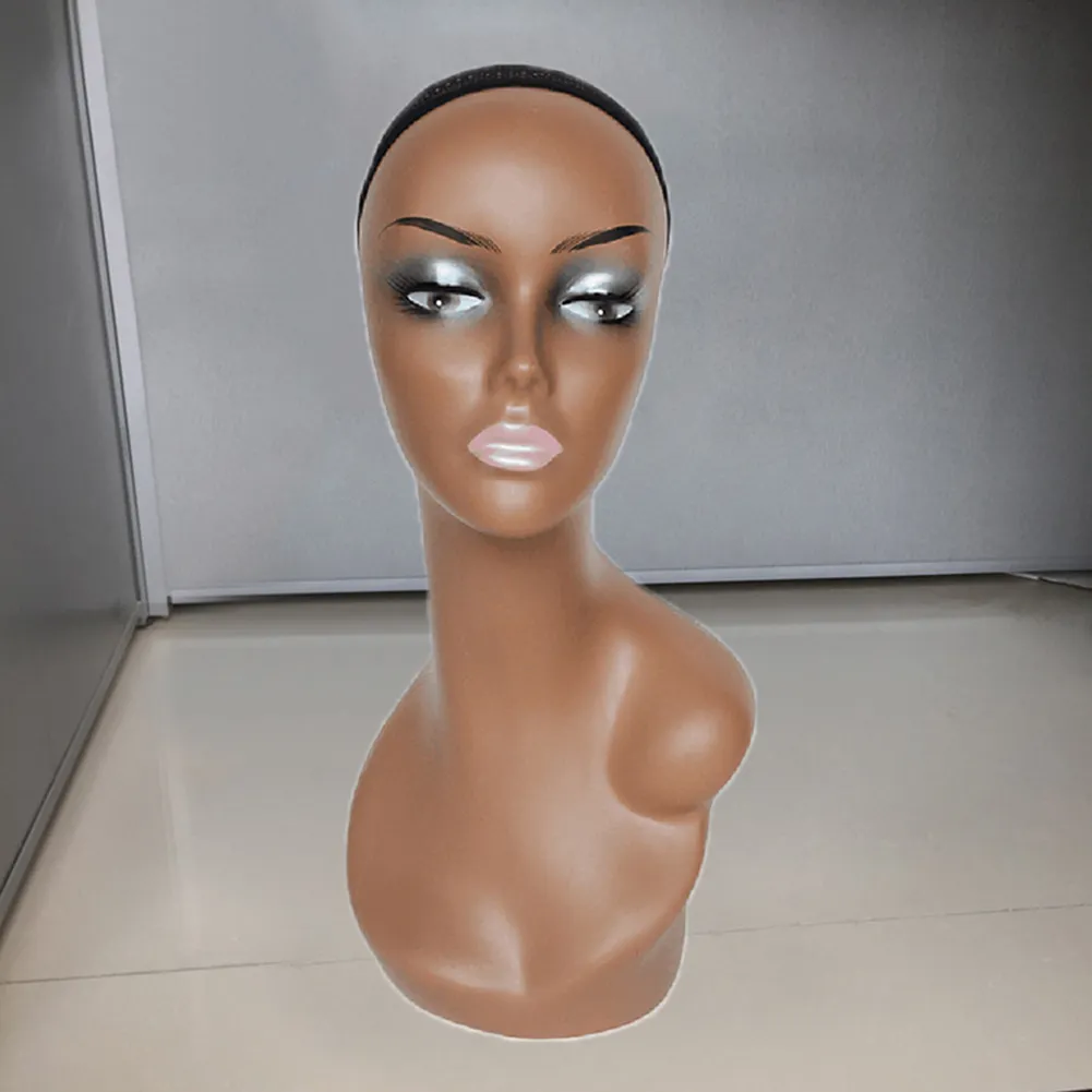 Plus Größe 45 cm weibliches Kopfmodell Manikin Schaufensterpin Perücke Schalglasse Hut Cap Display Ständer Frauen Schaufensterpuppen Kopfschaum Kunststoff Kunststoff