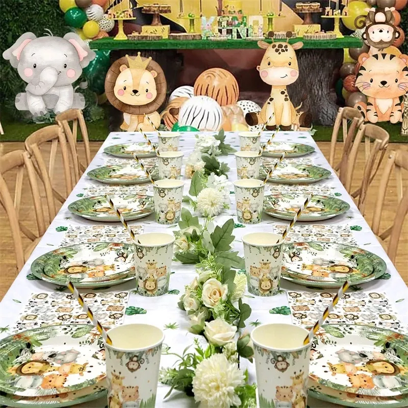 Jungle Safari Party Tableware Set,Kids Birthday Party Supplies 150 Pcs - View #8