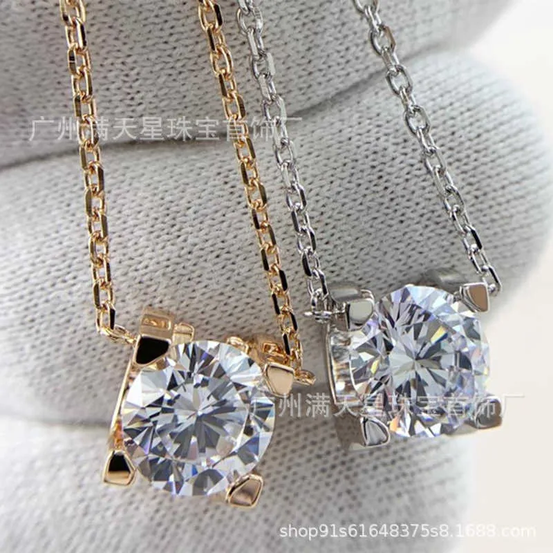 デザインジュエリーネックレスクラシックネックレス女性スターリングシルバーヘッド模倣ダイヤモンド18Kローズゴールドボーンチェーン付きロゴ