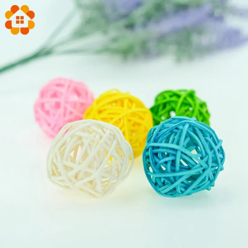 10pcs 3/4/5 cm Forma rotonda mutil Colors Rattan Ball Sepak Takraw per feste di compleanno di Natale Decorazione per feste di matrimonio