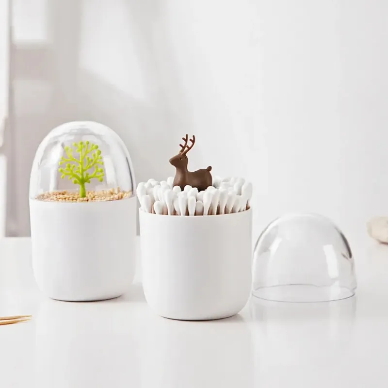 Creative Dust Aound Cotton Bud Bud Bud Bud Organizer Organizzatore Scatola di stoccaggio esotico Bambini di tampone di cotone monouso con scatola nuova