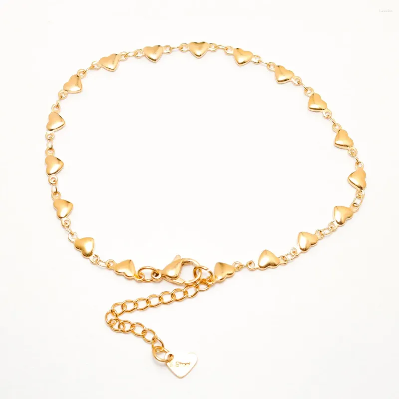 Ankletter 304 Rostfritt stål Anklet för kvinnor Guldfärghjärtkedjan armband på benetillbehör strandfot smycken 1 bit