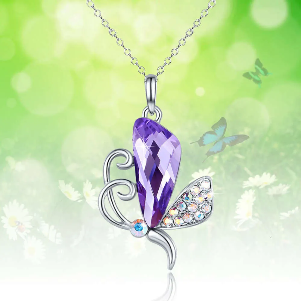 Amethyst Bow Necklace Chinese Style Pendant Necklace for Children