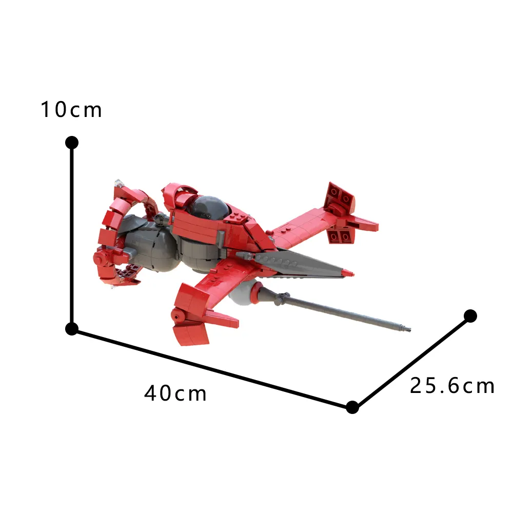 Moc Red Cowboy Battle Aircraft Building Block Kit Kit Interplanetary Ship Spackship Spaceship Planch Model Kids Puzzle Toy Boy Gift