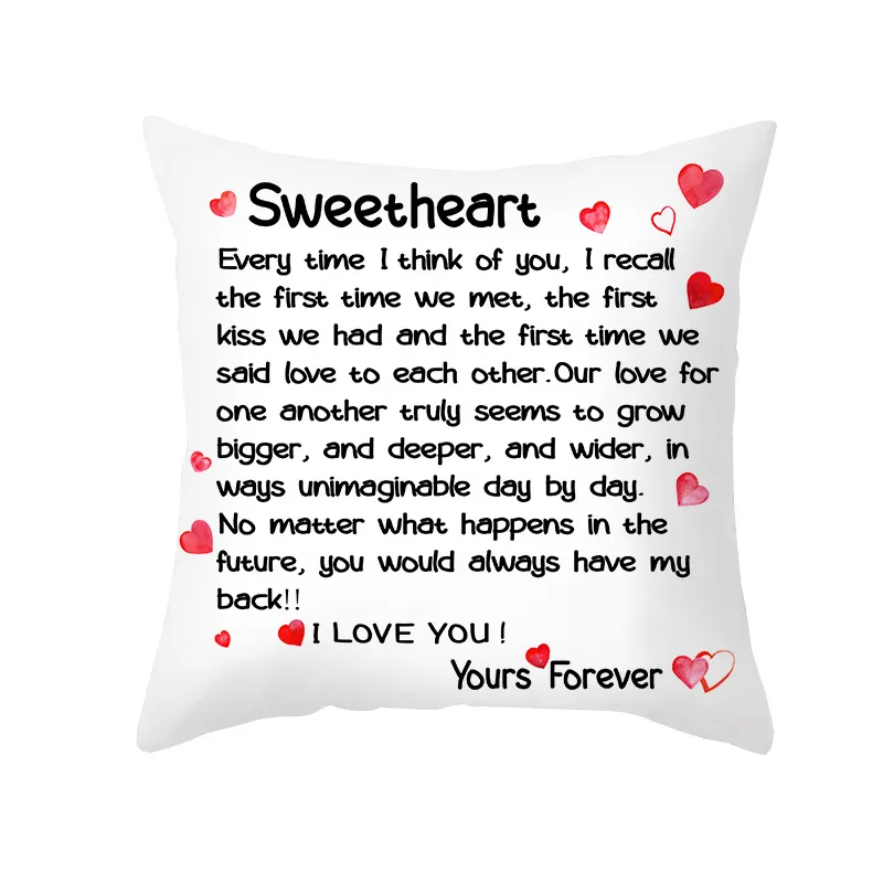 Carta a tu amante Casa de almohada blanca Letras románticas Love Throw Pillow Cover Regalo para Boy Gril Friend Women Sofá Decoración del hogar