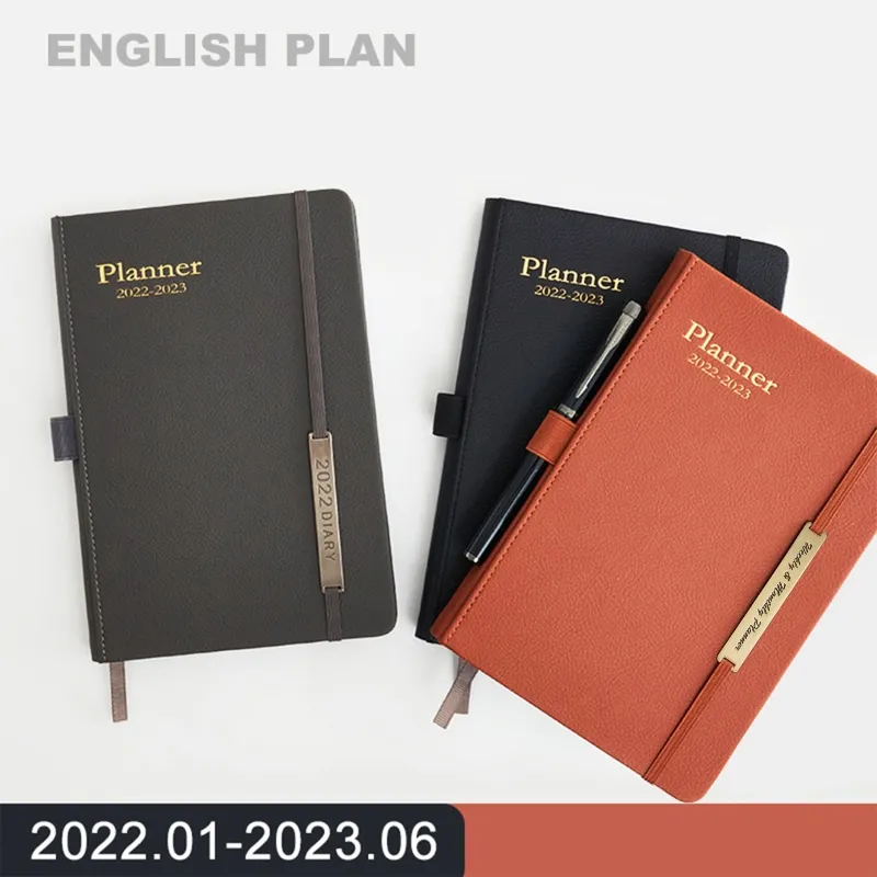 A5 planificateur Notebook bordé 18 mois Journal de voyage Journal de voyage Planificateur de notes de notes 200 pages pour femmes hommes de bureau W3JD