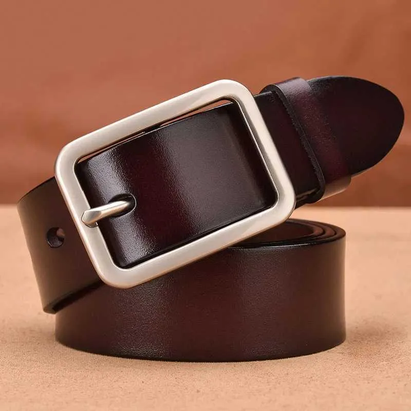 Bälten Medyla Womens Belt Fashion Casual Leather Square Buckle Unisex Belt Jeans Byxor Ceramic Belt ZK061C240410